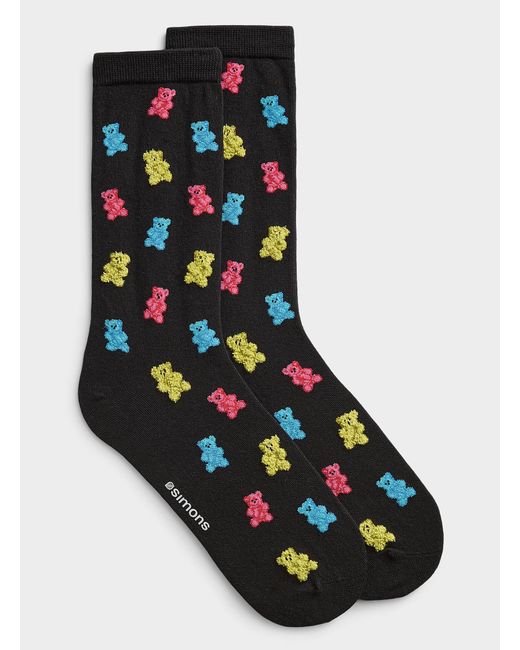 Simon's Black Plush Gummy Bear Socks