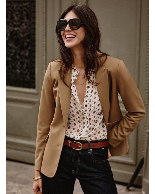 Contemporaine Brown Golden Crest Button Blazer