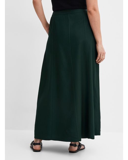 Contemporaine Green Finely Textured Flared Maxi Skirt