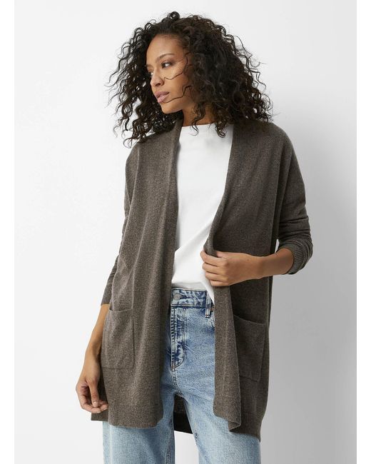 Contemporaine Gray Wool And Cashmere Open Cardigan