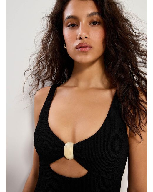 Simon's Black Decorative Cutout Ruffle