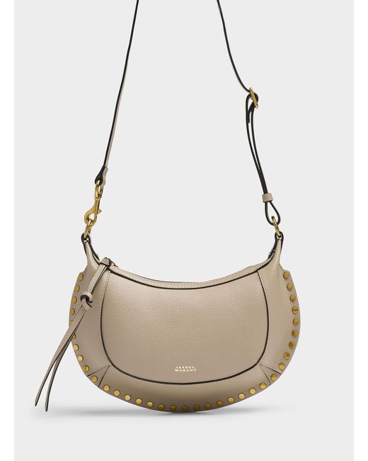 Isabel Marant Natural Oskan Moon Small Grained Leather Handbag