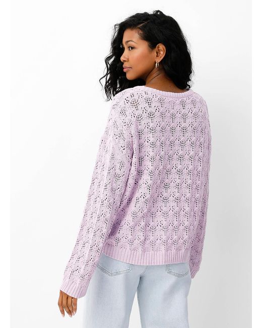 B.Young Multicolor Openwork Lilac Pattern Sweater