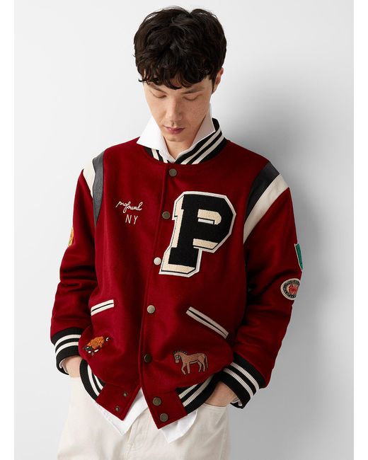 Profound Red P Varsity Jacket for men