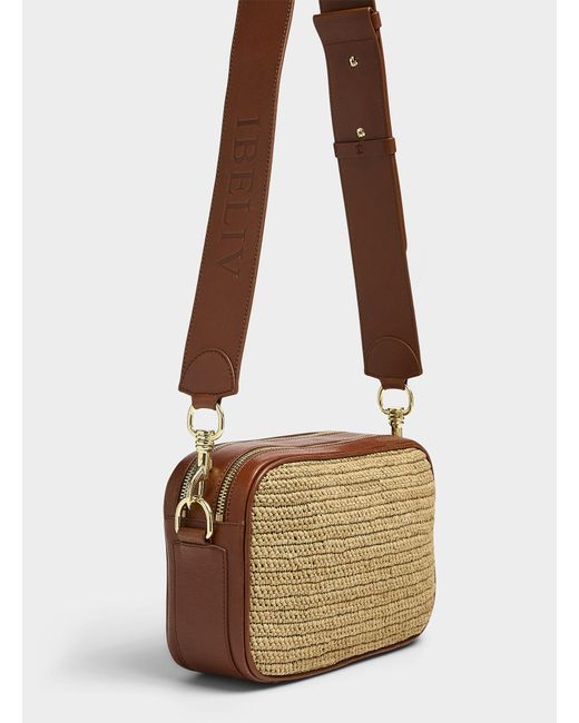 IBELIV Natural Raffia And Leather Structured Shoulder Bag for men
