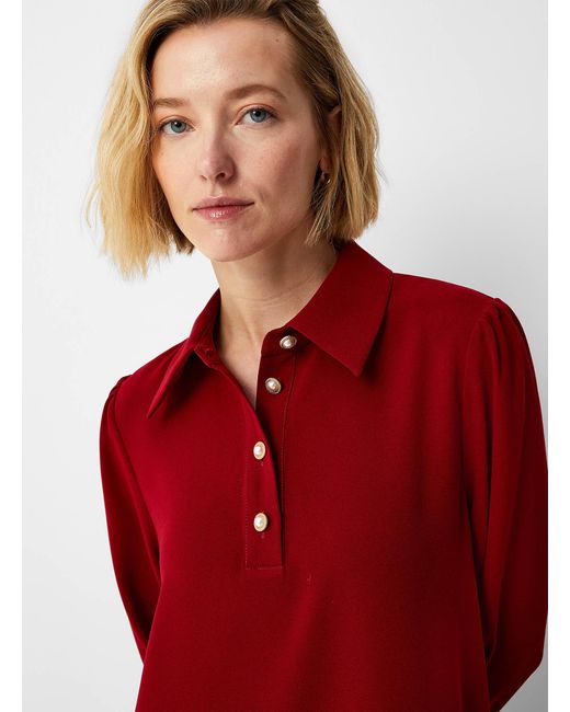 Contemporaine Red Jewel Buttons Shirt