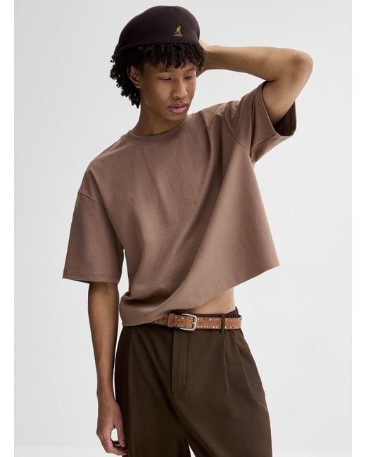 Djab Brown Cropped Solid T for men