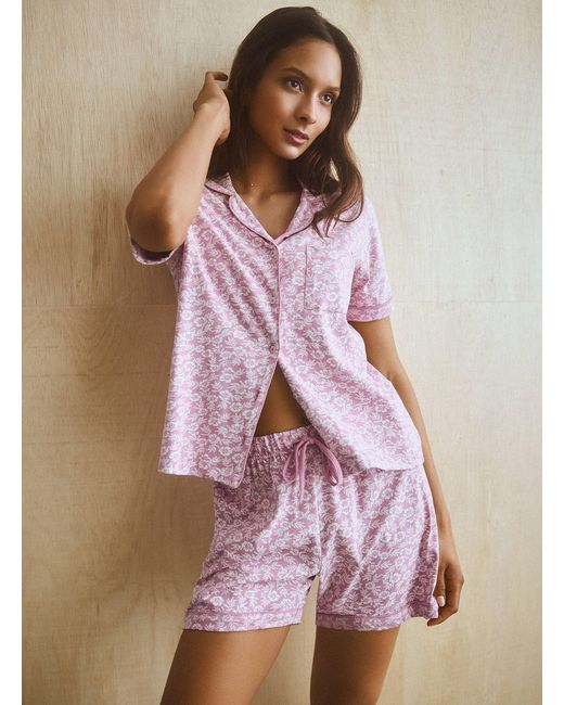 Miiyu Pink Cute Print Piped Pyjama Set