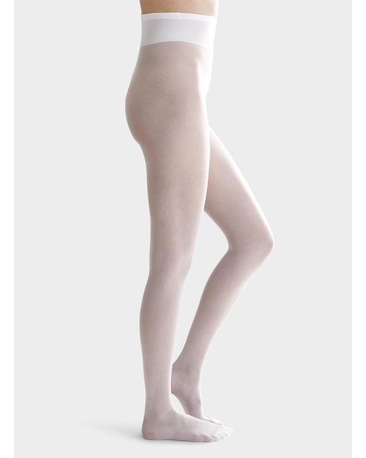 Simon's White Solid Pantyhose 20 Denier