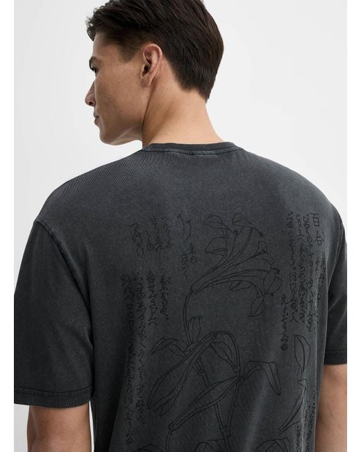 Only & Sons Black Botanic Print Faded T for men