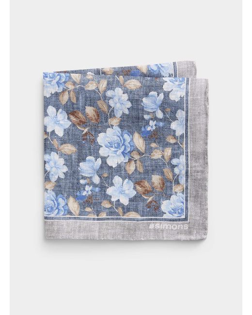 Le 31 Blue Peony 100% Linen Pocket Square for men