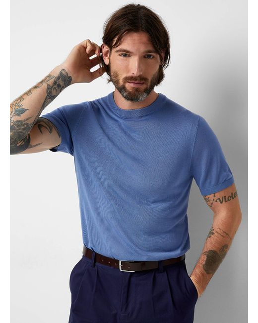 Le 31 Blue Soft Knit Sweater for men