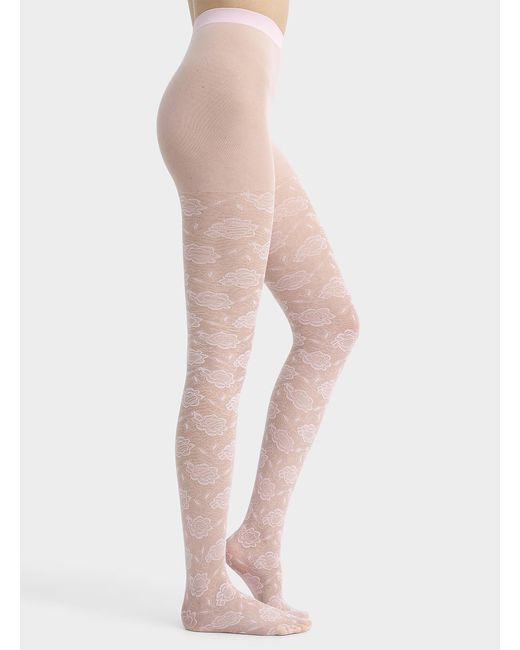 Simon's Black Rose Lace Sheer Pantyhose Exclusive Collection From Italy