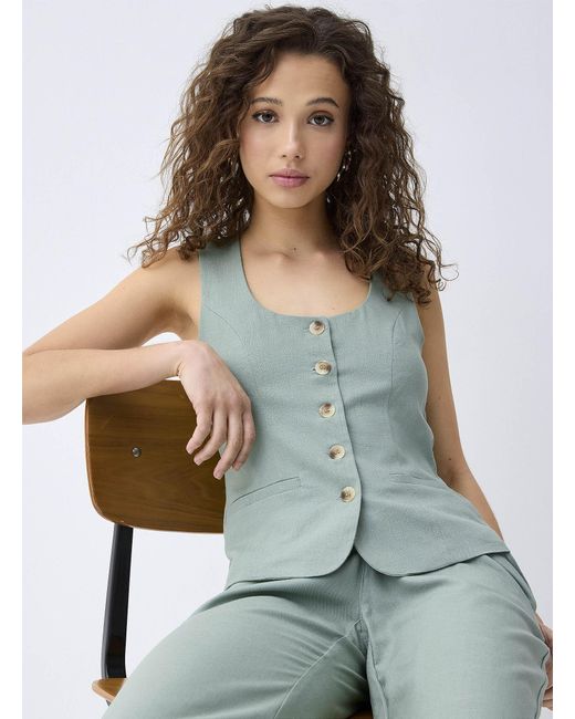 Twik Multicolor Touch Of Linen Buttoned Vest