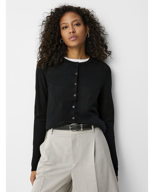 Contemporaine Black Responsibly Sourced Merino Wool Crew
