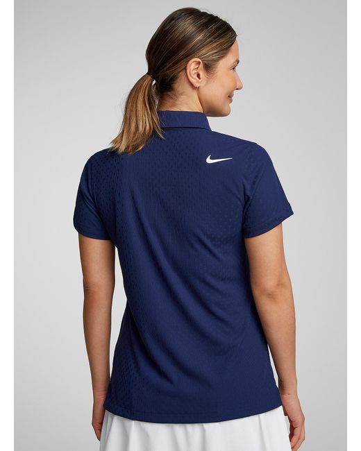 Nike Blue Breathable Knit Fitted Golf Polo