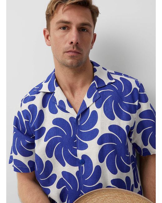 Oas Blue Seaside Camp Shirt for men