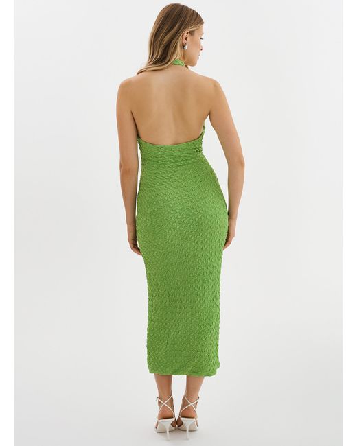 Lamarque Green Milca Popcorn Texture Maxi Halter Dress