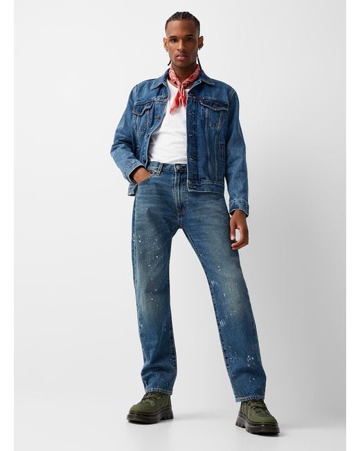 Levi's Paint Splatter Z 551 Jean Straight Fit in Blue for Men | Lyst