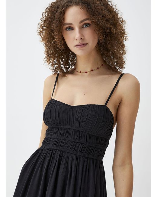 Twik Black Ruching And Ruffles Dress