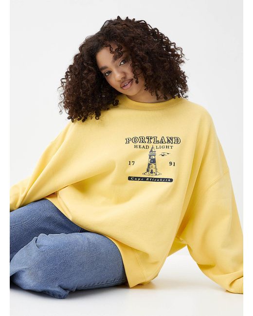 Twik Yellow Destination Oversized Fleece Sweatshirt