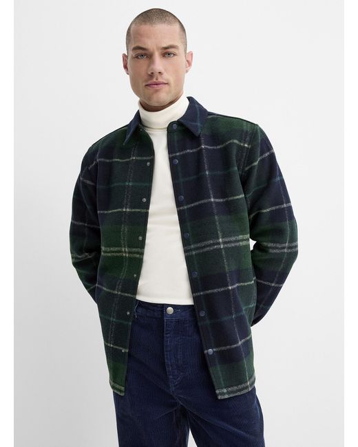 Le 31 Blue Check Felt Overshirt for men