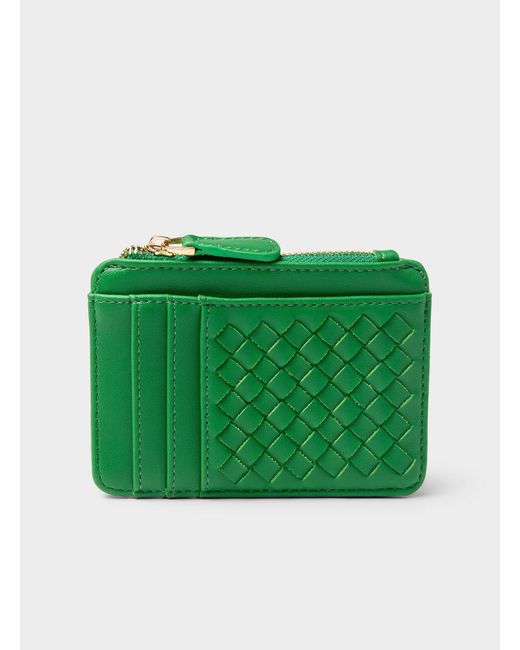 Simon's Green Basketweave Card Holder
