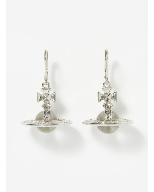 Vivienne Westwood White Pina Orb Earrings