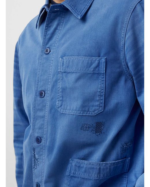 Polo Ralph Lauren Blue Distressed Twill Jacket for men