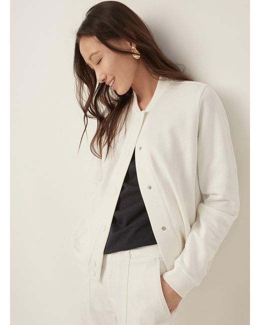 Contemporaine Natural French Terry Bomber Jacket Contains Circulose