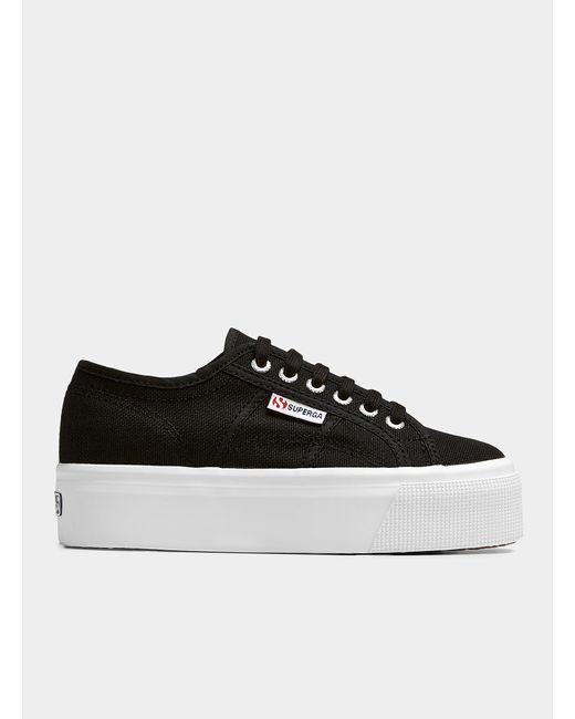 Superga all hotsell black platform sneakers