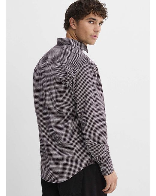 Le 31 Gray Small Check Shirt Relaxed Fit for men