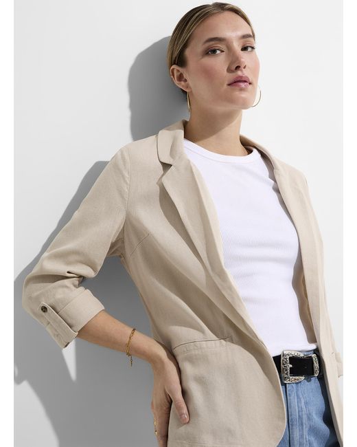 Vero Moda White Touch Of Linen Open Blazer