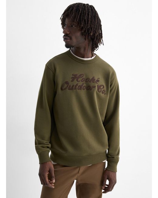 Hooké Green Chenille Embroidery Logo Sweatshirt for men