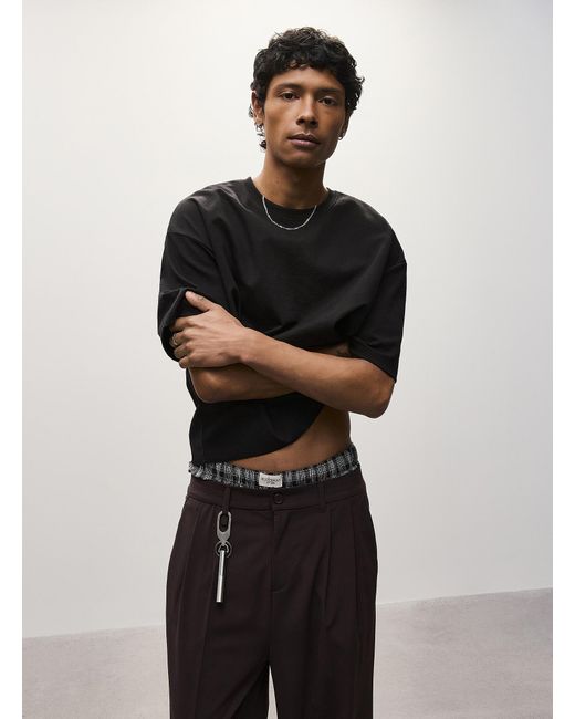 Djab Black Cropped Solid T for men