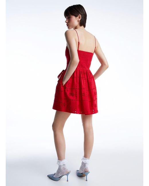 Damson Madder Red Broderie Anglaise Dress