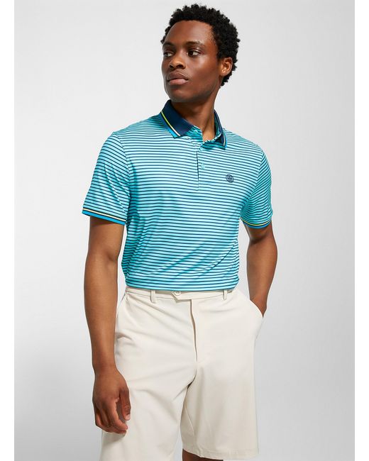 G/FORE Blue Horizontal Stripe Golf Polo for men