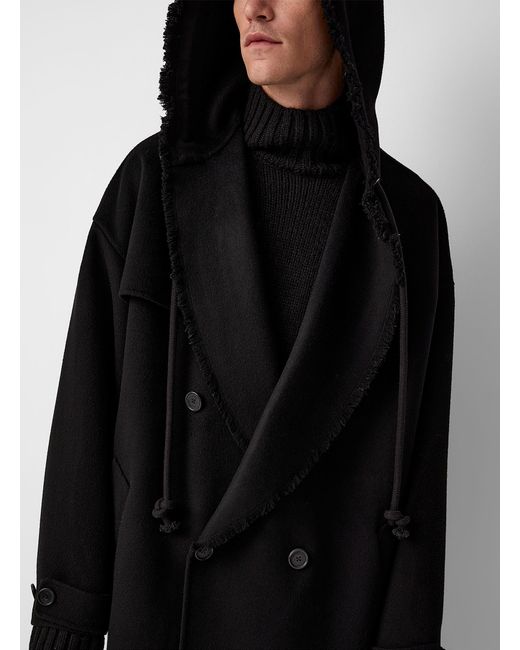 JW Anderson Frayed Hem Wool Coat in Black for Men Lyst
