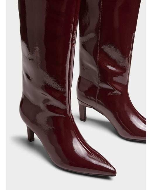 Steve Madden Purple Caiman Glossy Burgundy Tall Pointed