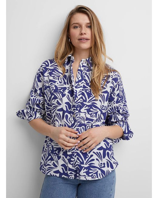 Icône Blue Touch Of Linen Oversized Shirt