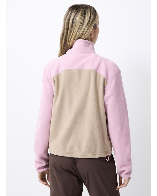 I.FIV5 Pink Patch Pocket Mock Neck Polar Fleece Sweater