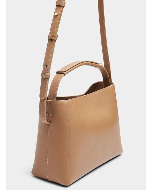 Flattered White Hedda Small Topstitched Leather Bag