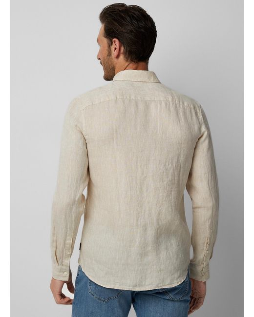 Michael Kors Natural Minimalist Pure Linen Shirt for men
