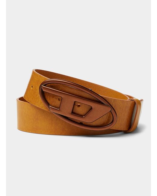 DIESEL Brown Large Tonal Logo Belt for men