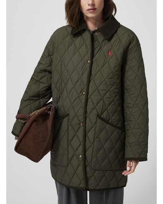 Polo Ralph Lauren Black Pointed Collar Quilted Parka
