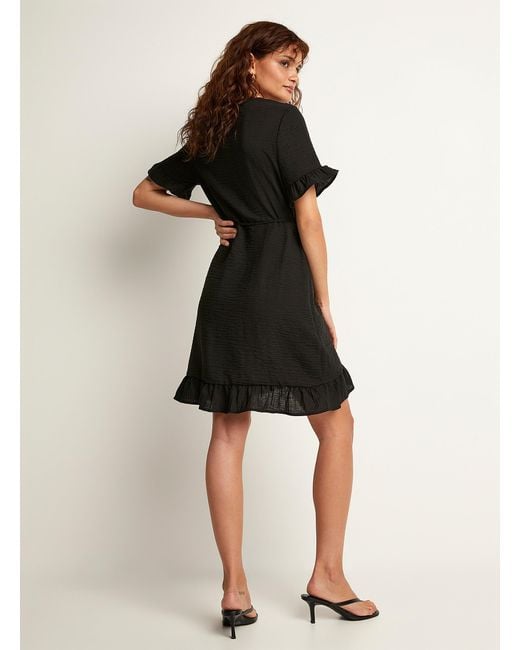 Vero Moda Black Ruffled Edging Wrap Dress