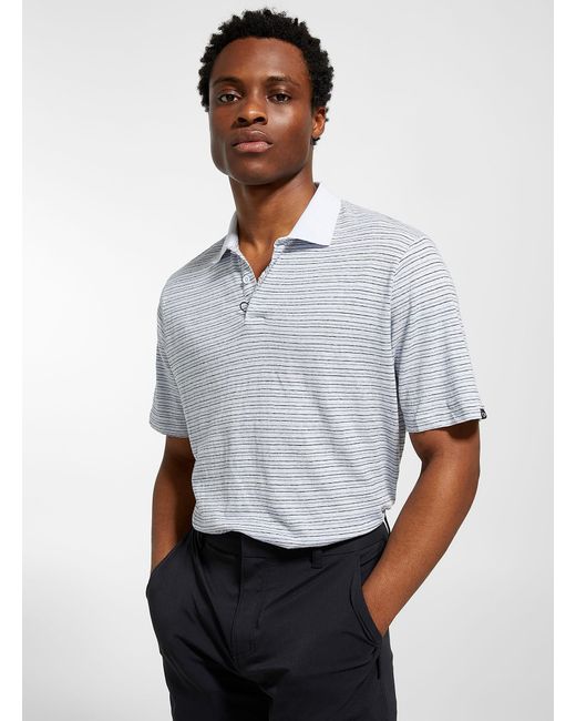 Oakley White Cotton And Hemp Striped Golf Polo for men
