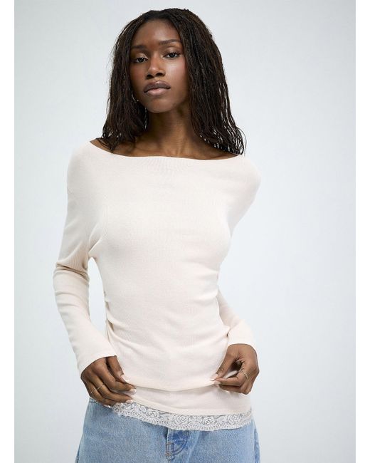 Icône White Ruched Waist Asymmetrical Fine