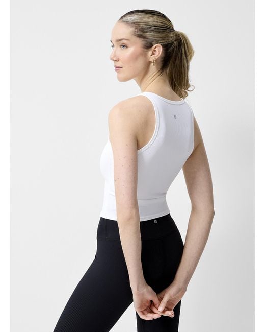 I.FIV5 White Ribbed Stripe Racerback Tank