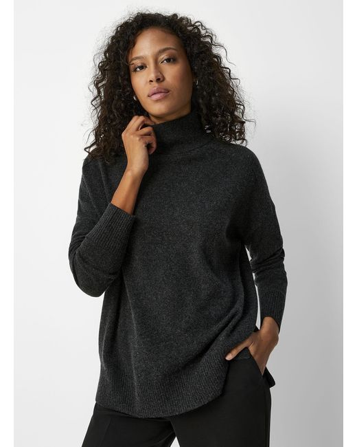 Contemporaine Black Wool And Cashmere Tunic Sweater